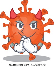 A picture of deadly corona virus in devil cartoon design