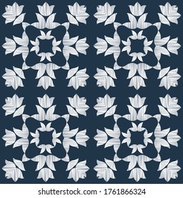 Picture with decorative flowers. Design with manual hatching. Seamless pattern. Ethnic boho ornament. Textile. Vector illustration for web design or print.