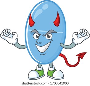 A picture of devil blue capsule cartoon character design