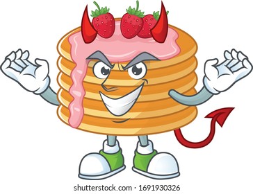A picture of devil strawberry cream pancake cartoon character design