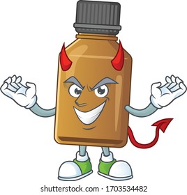 A picture of devil syrup cure bottle cartoon character design