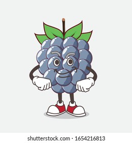 A picture of dewberry cartoon mascot character with Smirking face