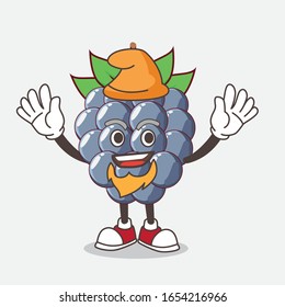 A picture of dewberry cartoon mascot character performed as an Elf on the stage