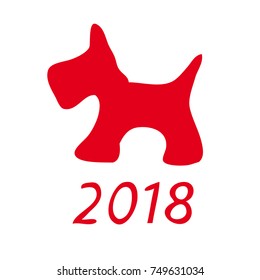 A picture of a dog. Schematic representation of red dog on white background as a symbol of the new 2018. Vector illustration.