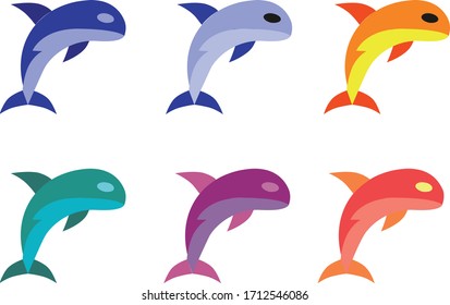 picture with dolphins in different colors