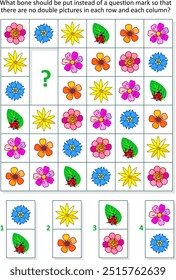 Imagem domino sudoku quebra-cabeça com flores, folhas verdes frescas e joaninhas
