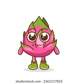 ein Bild von Libchenfrucht mit flachem Ausdruck. Keine Worte gerade Gesicht Drachenfrucht Emoji. Vektorgrafik-Design-Emotikon-Symbol einzeln auf weißem Hintergrund.