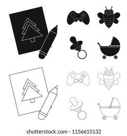 Picture, dzhostik, bee, nipple.Toys set collection icons in black,outline style vector symbol stock illustration web.