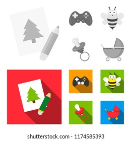 Picture, dzhostik, bee, nipple.Toys set collection icons in monochrome,flat style vector symbol stock illustration web.
