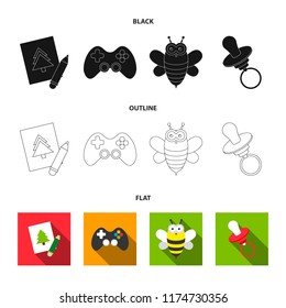 Picture, dzhostik, bee, nipple.Toys set collection icons in cartoon style vector symbol stock illustration web.