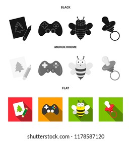 Picture, dzhostik, bee, nipple.Toys set collection icons in black, flat, monochrome style vector symbol stock illustration web.