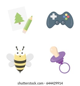 Picture, dzhostik, bee, nipple.Toys set collection icons in cartoon style vector symbol stock illustration web.