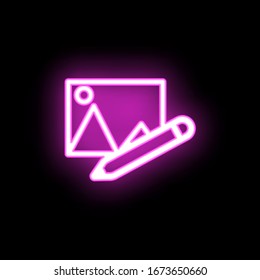 Bild bearbeiten erstellen Neonsymbol. Einfache dünne Linie, Vektorillustration von Mix-Icons für i und ux, Website oder mobile Applikationen
