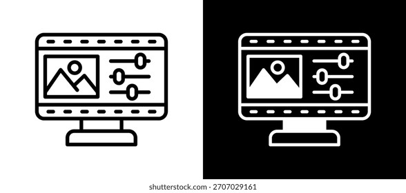 Icono de edición de imágenes whiteblack Ilustración vectorial