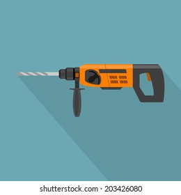 picture of electric drill, flat style icon