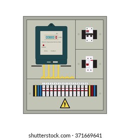 Picture of the electrical panel, electric meter and circuit breakers