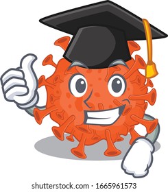 A picture of electron microscope coronavirus with black hat for graduation ceremony