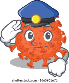A picture of electron microscope coronavirus performed as a Police officer