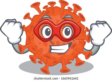 A picture of electron microscope coronavirus in a Super hero cartoon character