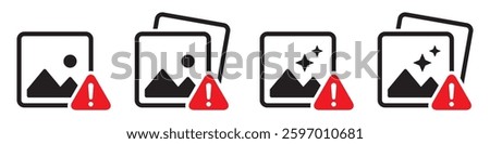 Picture error set icon. Photos error icon, vector illustration