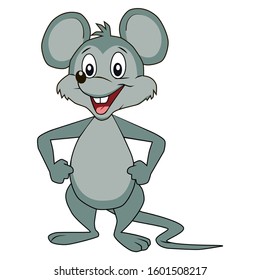 A picture with a fabulous smiling mouse, a mouse symbol of the new 2020 year. Christmas symbol. Mouse on a white background in vector.