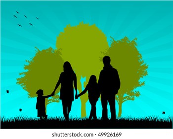 picture of the family for a walk