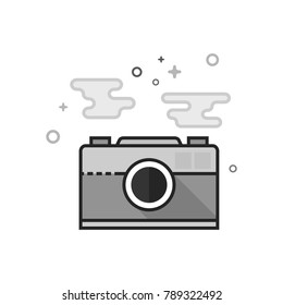 Picture file format icon in flat outlined grayscale style. Vector illustration.