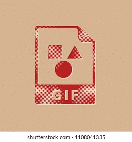 Picture file format icon in halftone style. Grunge background vector illustration.