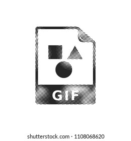 Picture file format icon in halftone style. Black and white monochrome vector illustration.