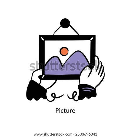 Picture filled outline Style Design Vector Stock illustration. 