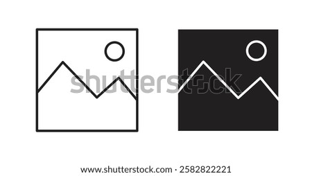 Picture filled and outlined icons vectors on white background