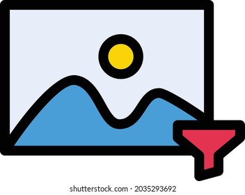 icono de color de línea vectorial de filtro de imagen