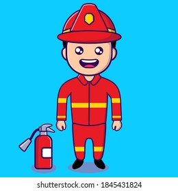 
a picture of a firefighter in a red uniform with a big smile