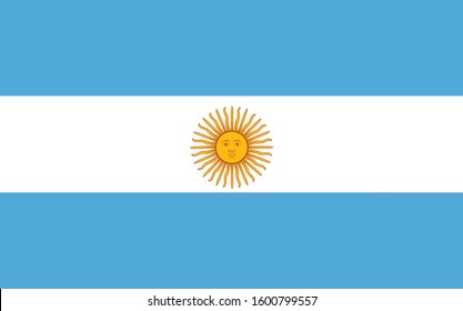 The picture is the flag of Argentina, in the middle of the flag is the sun. State symbols, independence flag, patriotism. Flag for national holidays, other organizations.