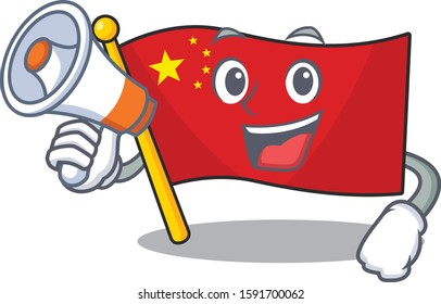 a Picture of flag china Scroll holding a megaphone