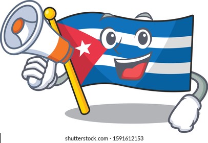 a Picture of flag cuba Scroll holding a megaphone