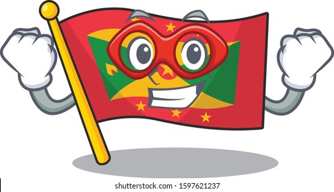 A picture of flag grenada Scroll dressed as a Super hero