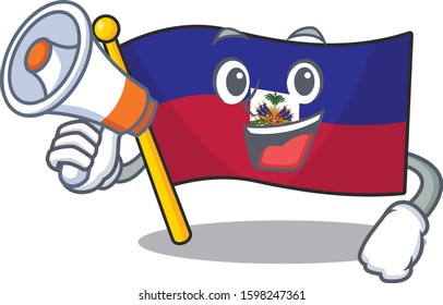 a Picture of flag haiti Scroll holding a megaphone