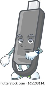 A picture of flashdisk on a waiting gesture