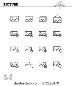 Picture flat icon set. Collection of high quality outline symbols for web design, mobile app. Picture vector thin line icons or logo.