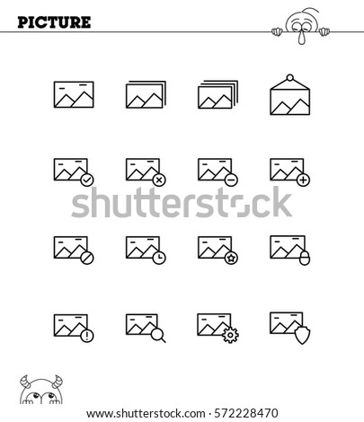 Picture flat icon set. Collection of high quality outline symbols for web design, mobile app. Picture vector thin line icons or logo.