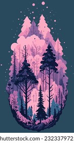 imagen de un bosque lleno de árboles ricos en póster de paleta de colores