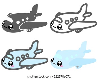 picture of four drawing cute plane icons