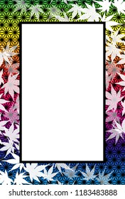 Picture frame, Autumn forest landscape, Bamboo leaves