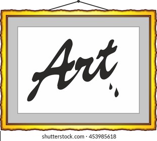 Picture frame border. Artwork hanging on a gallery wall. Vector illustration isolated