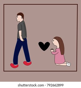 Picture Frame of Broken Heart of Young Couple, Illustration