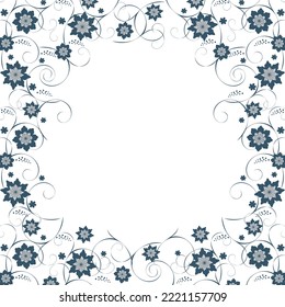 picture of a frame with climbing stems of plants on a light background