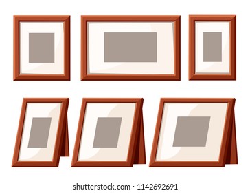 Picture Frame Collection. Wall Frame And Table Frame. Template For Photo, Vintage Style Design. Flat Vector Illustration Isolated On White Background.