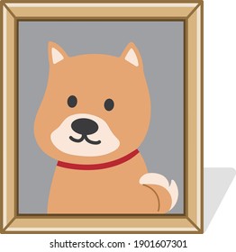 Picture frame of a deceased brown dog. Vector illustration isolated on white background.