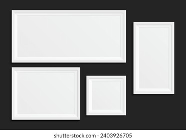 Picture frame design. Blank picture frame mockup. Photo frame wall decoration element. Vector